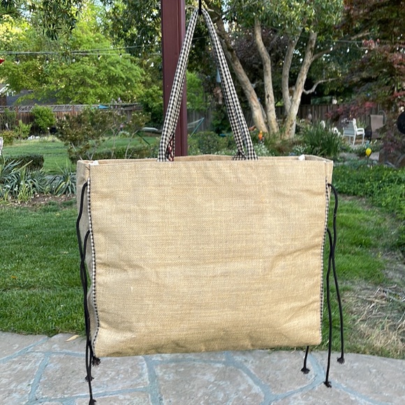 🌺 Mona B; CUTE Boutique Burlap “Flowers since 1952” Parisian Large Market Bag! - Picture 4 of 15